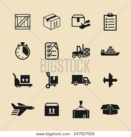Set Of Shipping And Delivery Vector Pictogram For Web