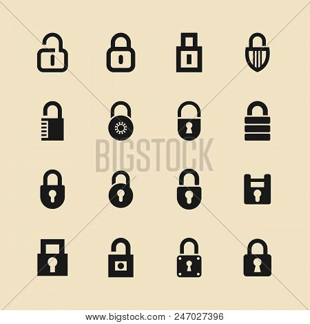 Lock Icon In Trendy Flat Style Isolated On Background. Security Symbol For Your Web Site Design, Log