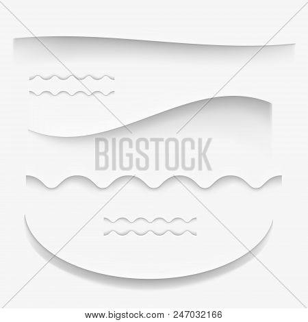 Paper Shadows Effect Vector Illustration Or Realistic White Page Curved Or Wavy Borders Or Cut Outs 