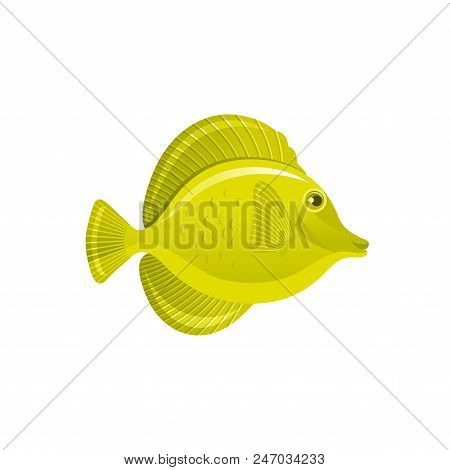 Vector Illustration Eps10, Isolated On White Background. Realistic Sea Animal Symbol, 3d Yellow Surg
