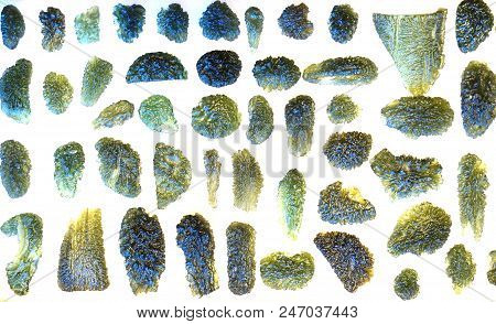 Moldavite Mineral Collection As Very Nice Natural Background