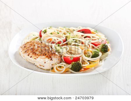 พาสต้าและอกไก่