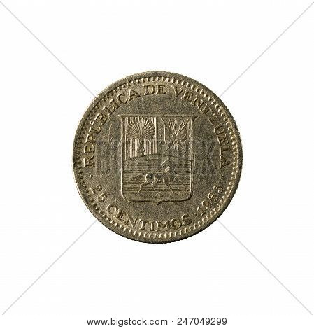 25 Venezuelan Centimos Coin (1965) Obverse Isolated On White Background