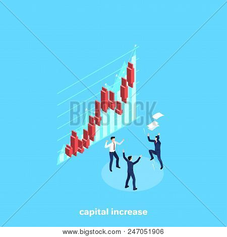 Stock Exchange Workers Celebrate Capital Increase, Isometric Image