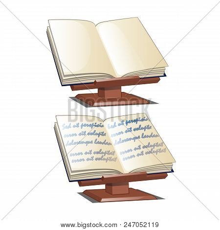 Bookends. School Stand For Books Isolated On White Background. Vector Cartoon.