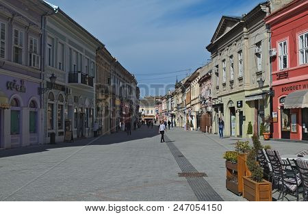 Dunavska Street,  Novi Sad, Serbia - March, 13th 2018: Empty Morning View