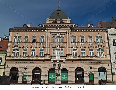 Novi Sad, Serbia - March 13th 2018: Bank On Main Square