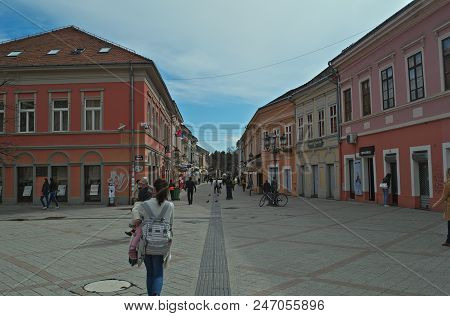 Dunavska Street, Novi Sad, Serbia - March 13th, 2018: Empty Morning View