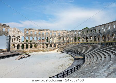 Pula, Croatia - July 3, 2016: Inside Of The Pula Arena The Amphitheatre Located In Pula, Croatia