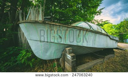 Rustry Old Boat With Vehicle  Rustry Motor Engine
