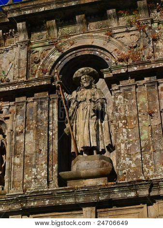 Uittreksel uit de muur boven de ingang naar de kathedraal In Santiago De Compostela