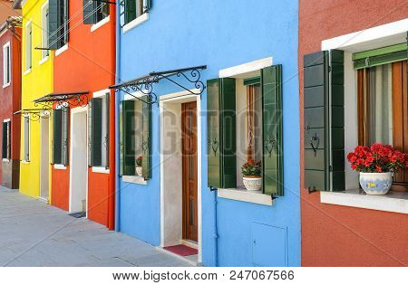 Europe,italy,venetia, The Typical Colorful Houses Of Burano Island