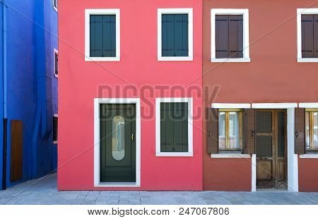 Europe,italy,venetia, The Typical Colorful Houses Of Burano Island