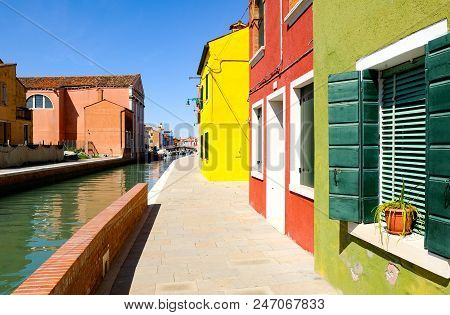 Europe,italy,venetia, The Typical Colorful Houses Of Burano Island