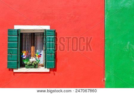 Europe,italy,venetia, Detail Of The Typical Colorful Houses Of Burano Island