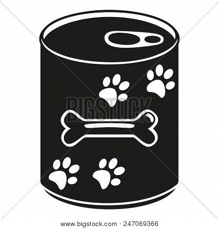 Black And White Canned Pet Food Silhouette. Simple Supply For Domestic Animal. Cat And Dog Care Vect
