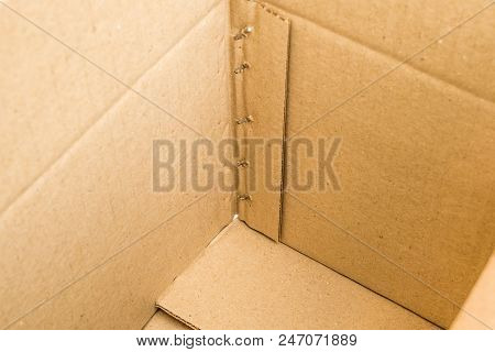 Close-up Inside Of Empty Brown Cardboard Box