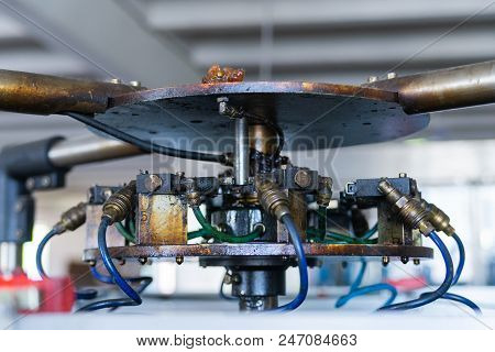 Fragment Of Industrial Mechanism With Pneumatic Pipes.