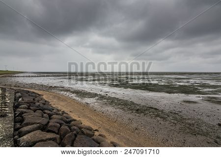 Danish Wadden Sea On Cloudy Day
