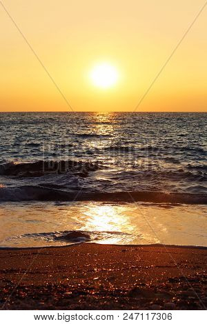Sunset Scenery At A Beach In Paxos Ionian Islands Greece