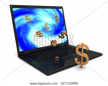 Laptop Earnings On The Internet. 3d Image Renderer