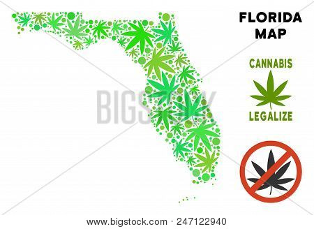Royalty Free Marijuana Florida Map Composition Of Weed Leaves. Concept For Narcotic Addiction Campai