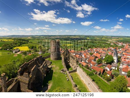 Castle Muenzenberg On A Beautiful Day, Wetterau, Hessen, Germany