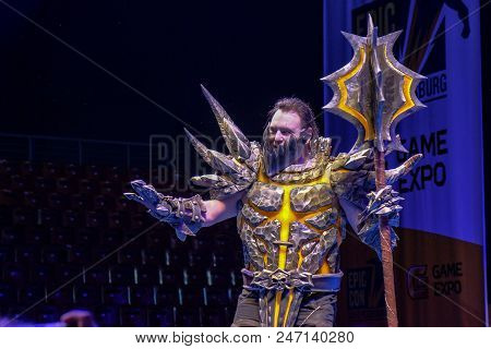 Russia, St.petersburg - May 05, 2018: Epic Con 2018. Character Of The Game World Of Warcraft - Drago