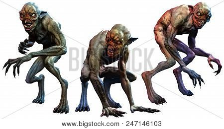 A Group Of Swamp Horrors 3d Illustration