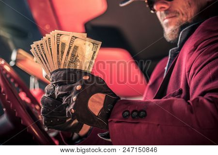 Men With Bunch Of Cash Dollars Money. Easily Gained Money In The Casino. Pure Gravy.