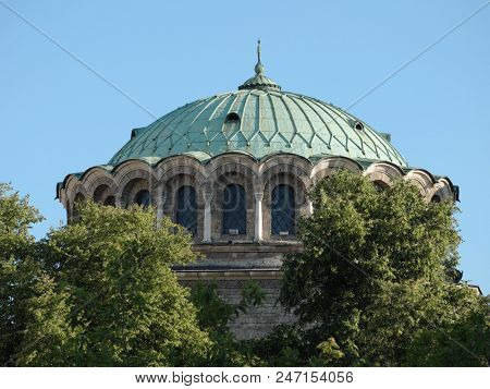 neo-byzantine cupola of Alexander Nevsky Cathedral in Sofia, Bulgaria