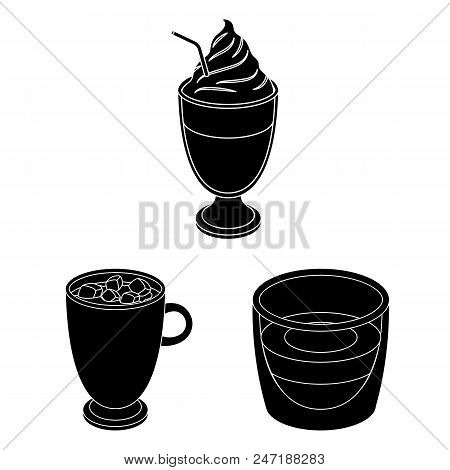 Different Kinds Of Coffee Black Icons In Set Collection For Design. Coffee Drink Vector Symbol Stock