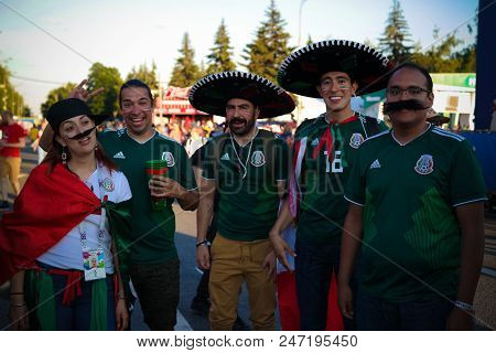 Mexican Football Fans In The Fifa Fan Fest At Sparrow Hills Aka Vorobyovy Gory In Moscow At Fifa Foo