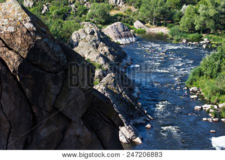 Southern Bug River Landscape With Famous Rapid Red Gate Or Integral In Migeya, Ukraine.