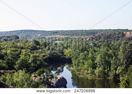 Southern Bug River Landscape With Famous Rapid Red Gate Or Integral In Migeya, Ukraine.
