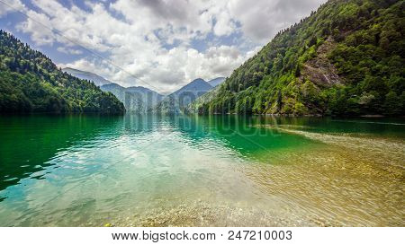 Big Rizza Lake In The Abhazia Mountains