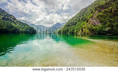 Big Rizza Lake In The Abhazia Mountains