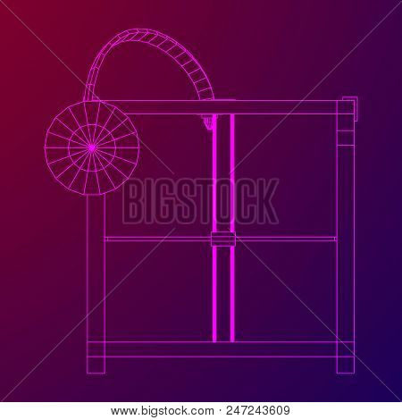 3d Printer Wireframe Low Poly Mesh Vector Illustration
