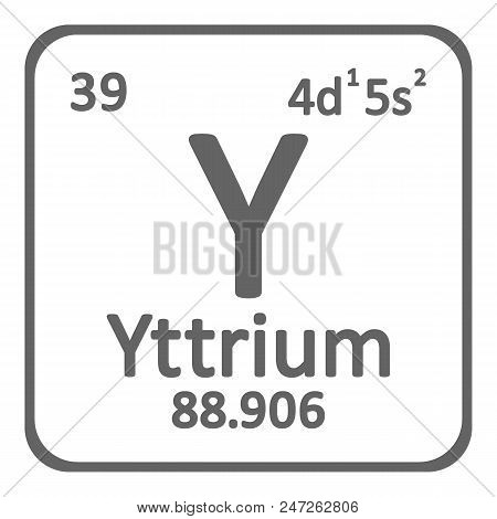 Periodic Table Element Yttrium Icon On White Background. Vector Illustration.