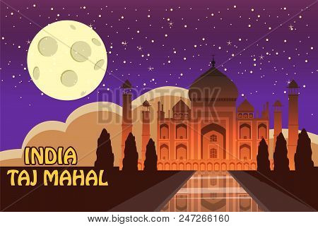The Taj Mahal. White Marble Mausoleum On The South Bank Of The Yamuna River In The Indian City Of Ag