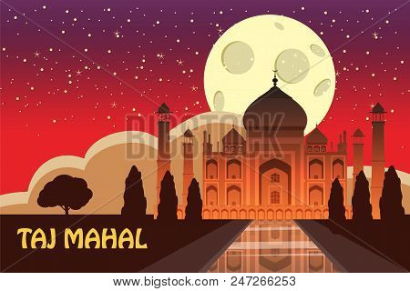 The Taj Mahal. White Marble Mausoleum On The South Bank Of The Yamuna River In The Indian City Of Ag