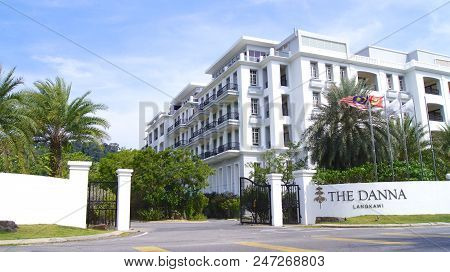 Pulau Langkawi, Malaysia - Apr 4th 2015: Front Gate Of The Danna Luxury Hotel On Langkawi Island Wit