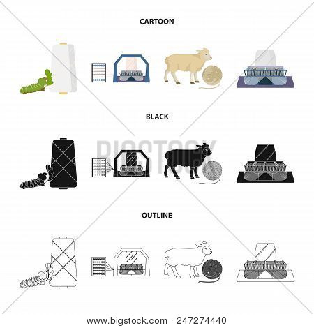 Cotton, Coil, Thread, Pest, And Other  Icon In Cartoon, Black, Outline Style. Textiles, Industry Gea