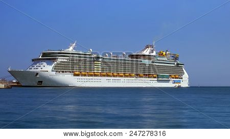 Malaga, Spain - June 26, 2018. Royal Caribbean Independence Of The Seas Cruise Ship Docked At The Po