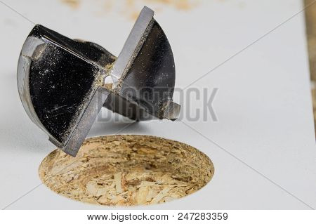 Milling Cutter For Fixing Hinges In Chipboard. Joinery Accessories For Furniture Construction.