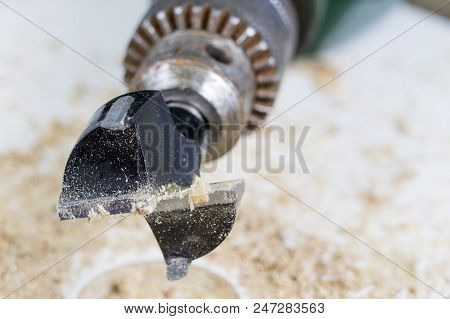Milling Cutter For Fixing Hinges In Chipboard. Joinery Accessories For Furniture Construction.