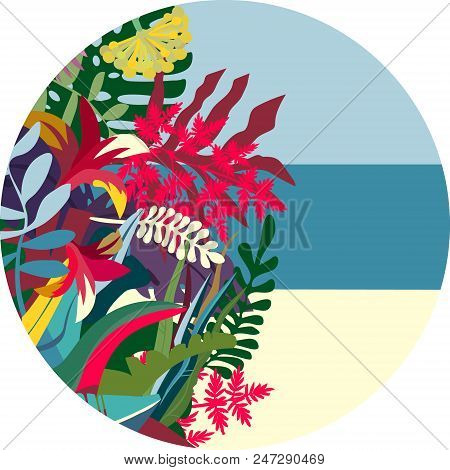 Illustration Of A Tropical Flora Round Background