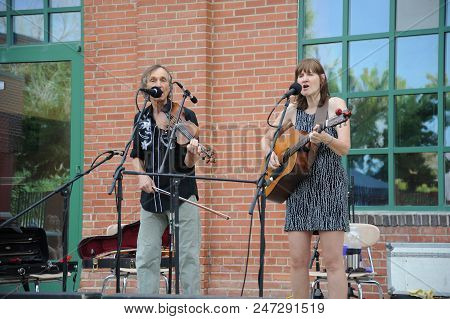 Casper, Wy. July 20, 2016. Circa: The Cantrells Folk Duo Band Performing In Concert In Casper, Wy.