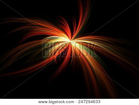 Red Shining Dancing Star - Fractal Art