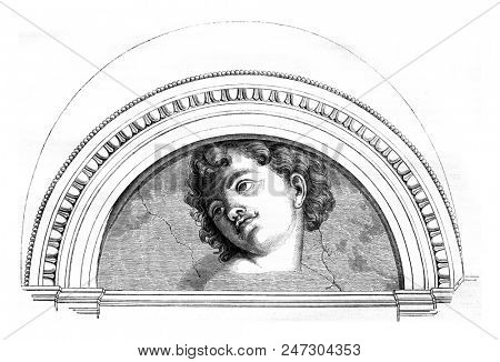 Monkey Tete coal, by Michelangelo, in the Farnes, vintage engraved illustration. Magasin Pittoresque 1846.